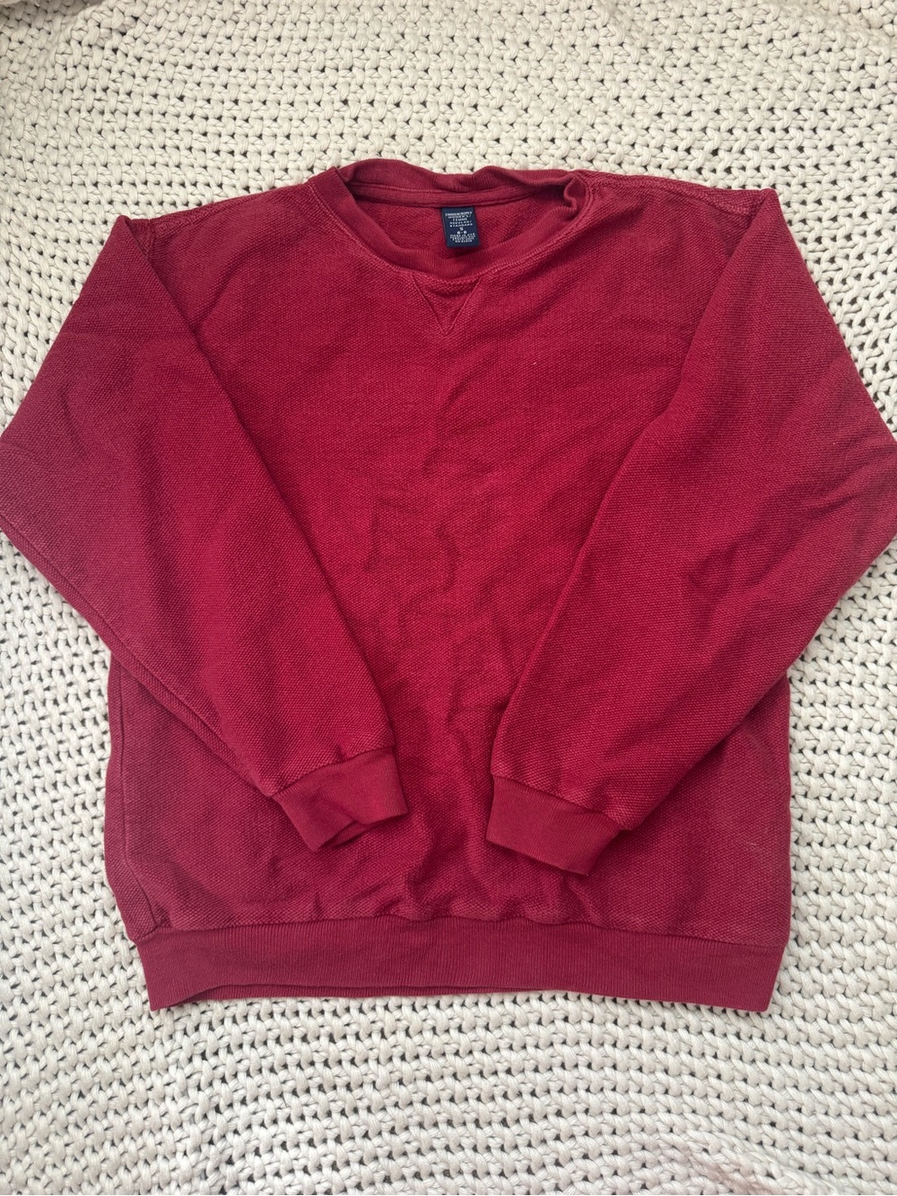 Lands' End Men's Crewneck Sweater - Wine Red